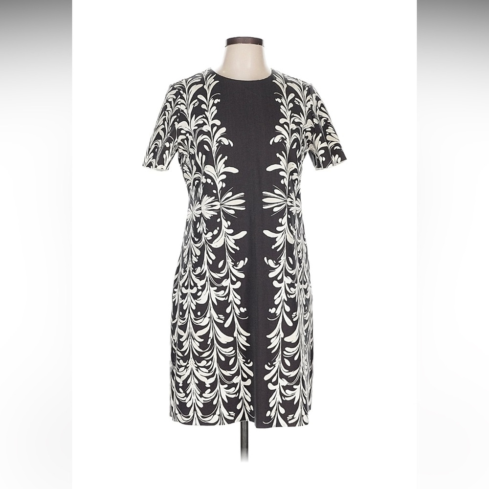 Tory Burch Grey and White Patterned Midi Dress